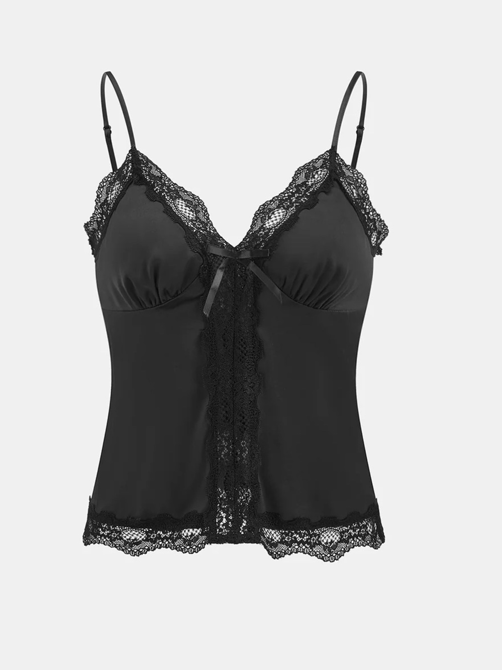 154 Lace Trim Satin Cami Top